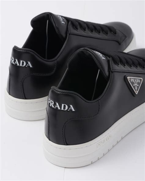 prada men's black leather high top sneakers shoes 9|prada men's slip on sneakers.